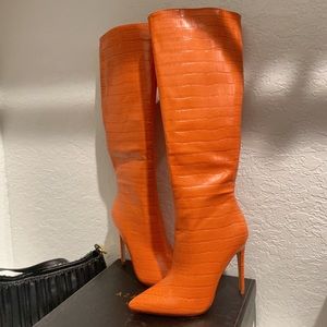 Cal Faux Croc Boots (Orange) 
7.5 / Orange